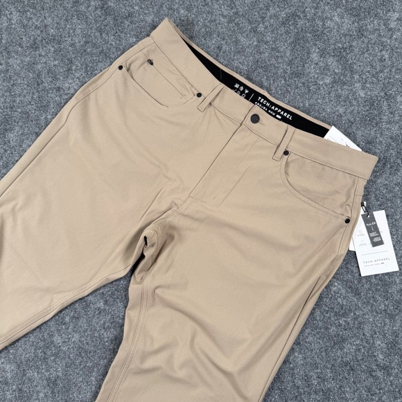 Tech Apparel Pants Size 38x30 Beige Projeck Raw Anti-Slip Waistband NWT Men's - Picture 1 of 16